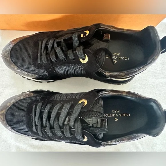 Louis Vuitton Black Suede & Monogram Low-Top Sneakers with Gold Accent - Picture 11 of 16